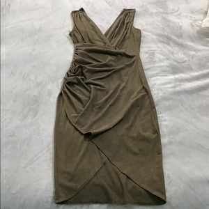 EUC Suede Sleeveless Midi Wrap Dress